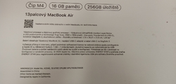 Apple MacBook Air 13" 2025 M4 10-core 16GB/256GB záruka 9/2026 Apple krátce odzkoušený