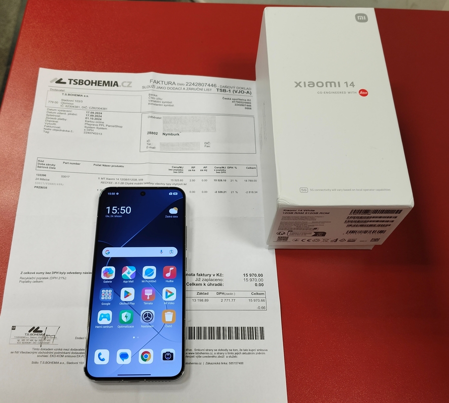 Xiaomi 14 12GB/512GB záruka 9/2026  použitý