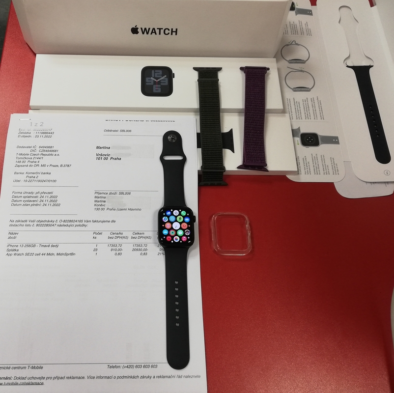 Apple Watch SE 2 44mm Cellular záruka 11/2024 T-Mobile krátce použité stav A