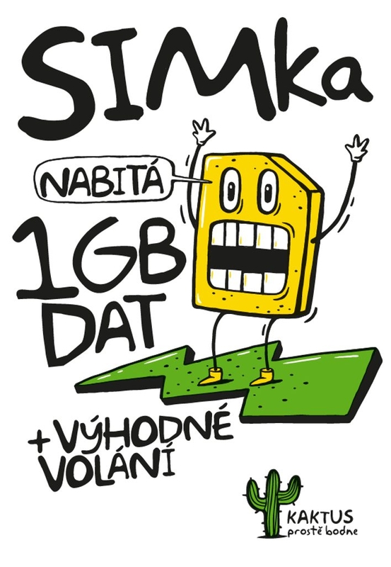 SIM karta KAKTUS (T-Mobile) - kredit 100Kč / 1GB dat